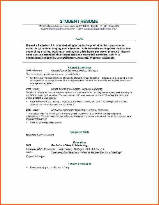 7 Sample College Student Resumes Bud Template Letter