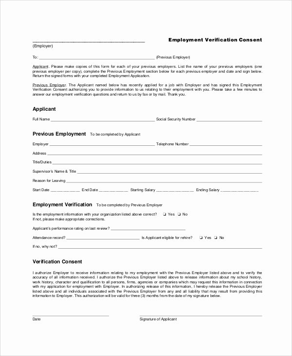 7 Sample Employment Verification forms