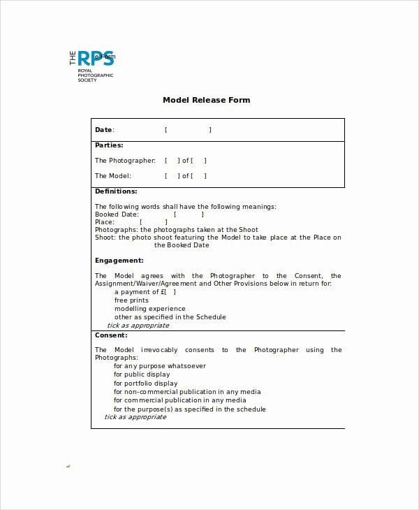 photography model release form