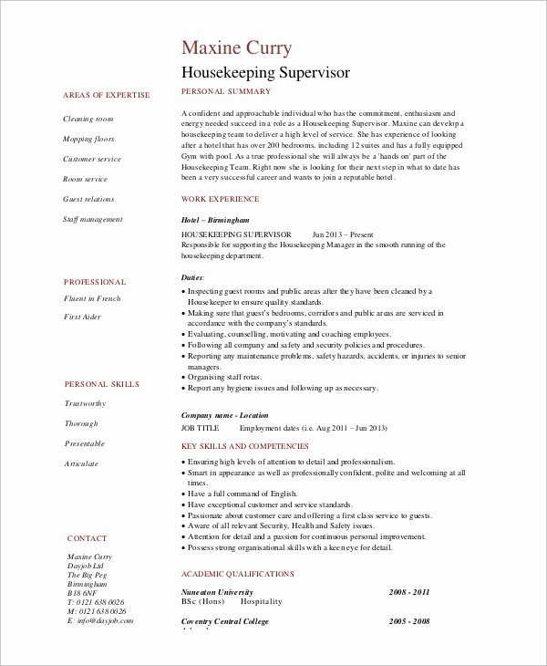 7 Sample Housekeeping Resumes