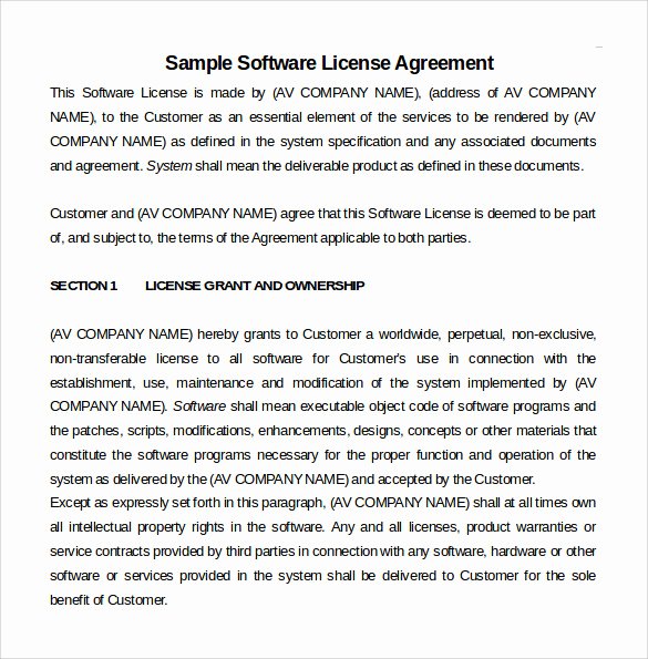 7 Sample software License Agreements