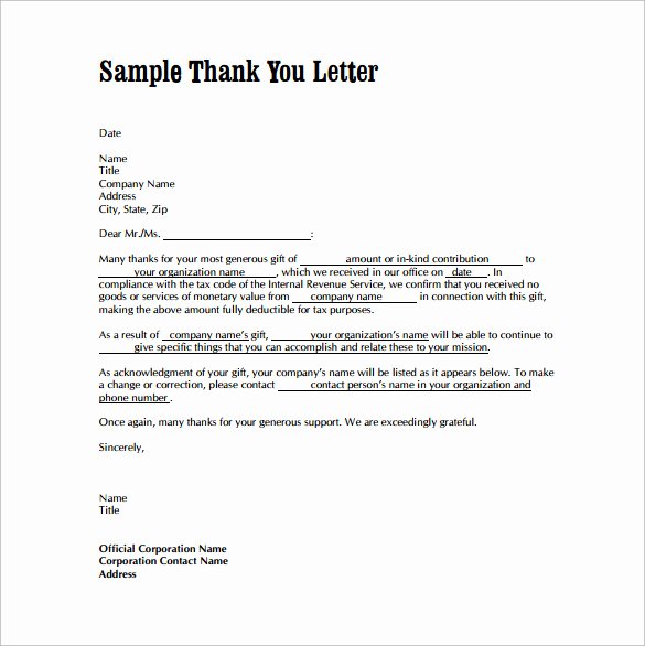 7 Sample Thank You Letters for Gifts Free Download