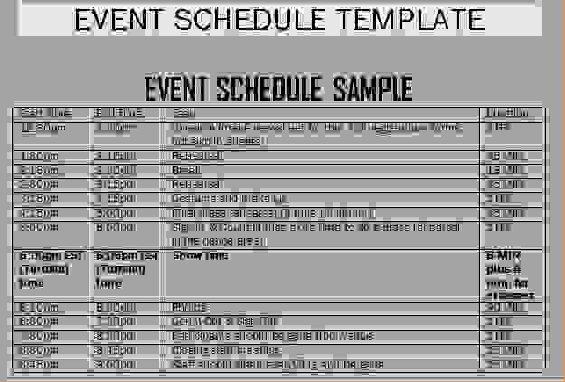 7 Schedule Of events Template