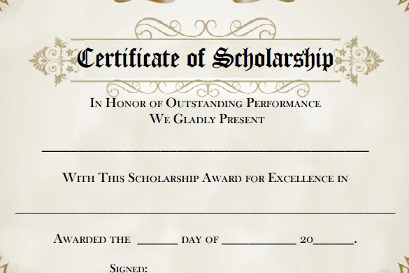 7 Scholarship Certificate Templates Word Psd