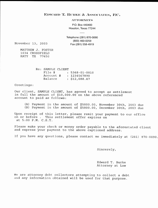 7 Settlement Offer Letter
