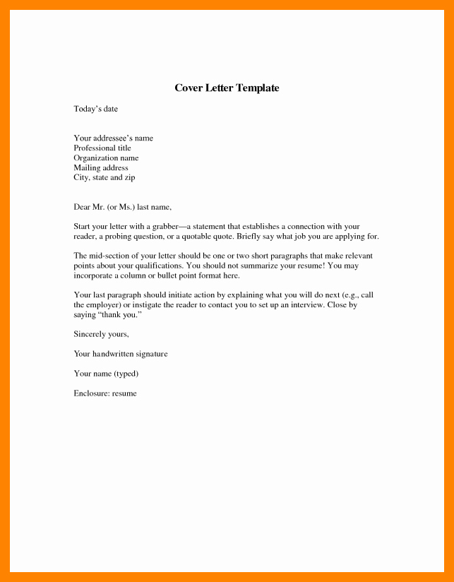 generic brief cover letter