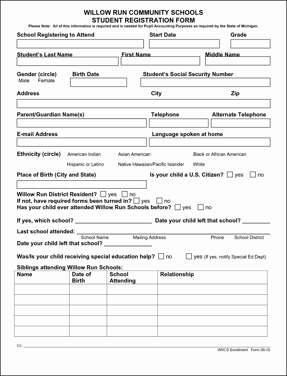 7 Vacation Bible School Registration form Template