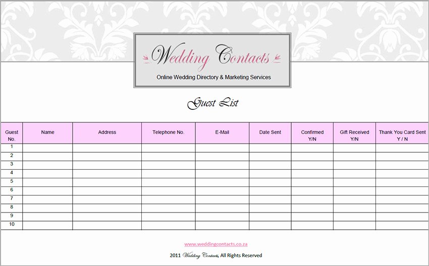 7 Wedding Guest List Template Free Word Excel Pdf formats