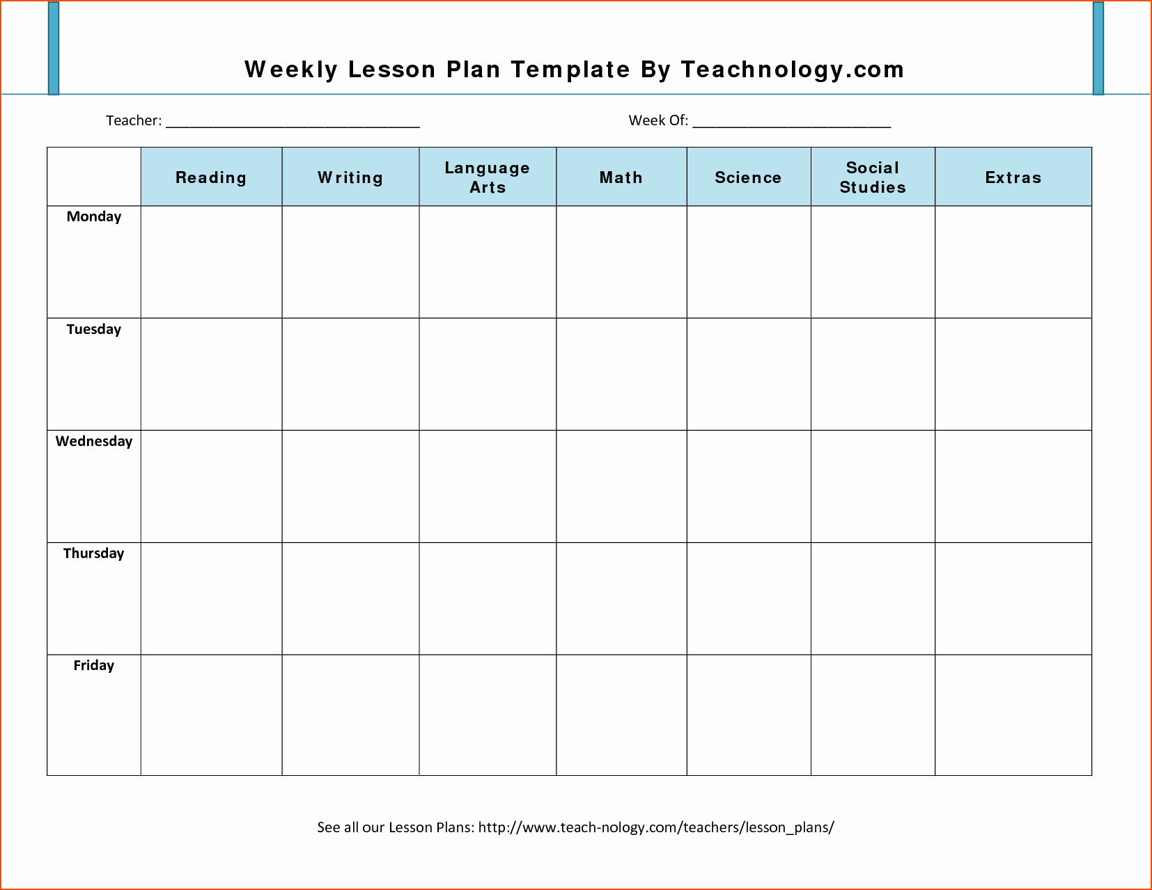 7 Weekly Lesson Plan Template Bookletemplate