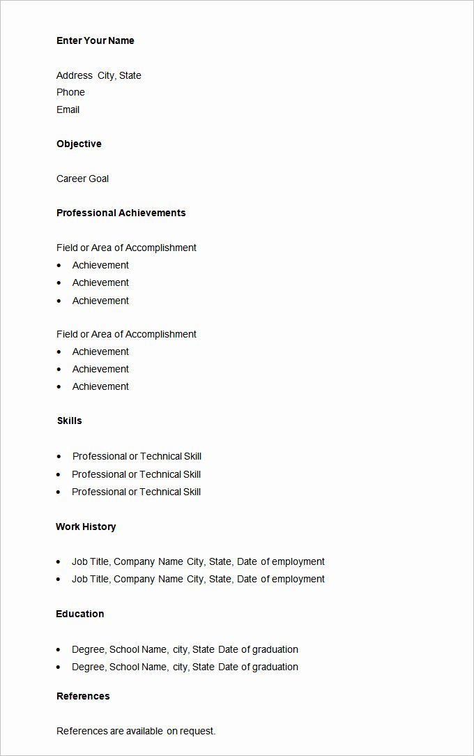 70 Basic Resume Templates Pdf Doc Psd