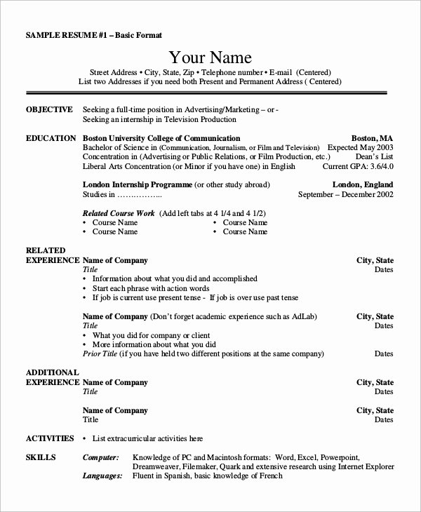 8 Basic Resume Examples