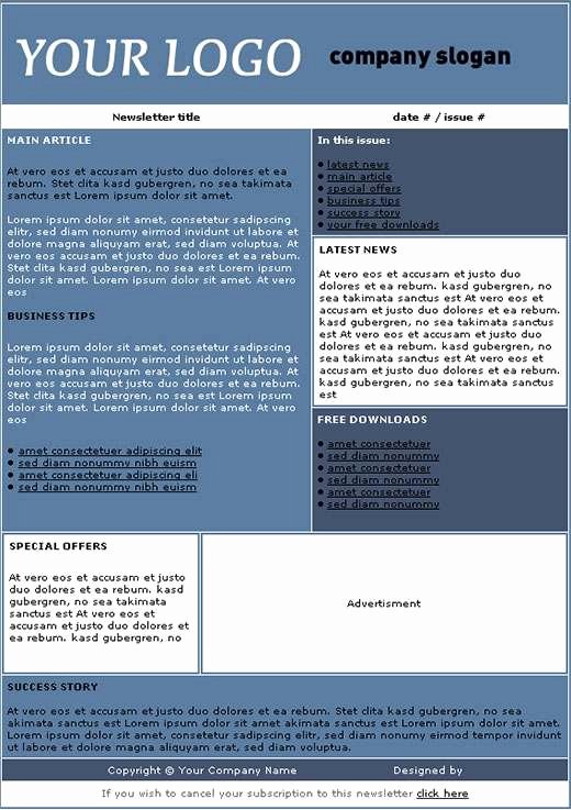 post free newsletter template samples