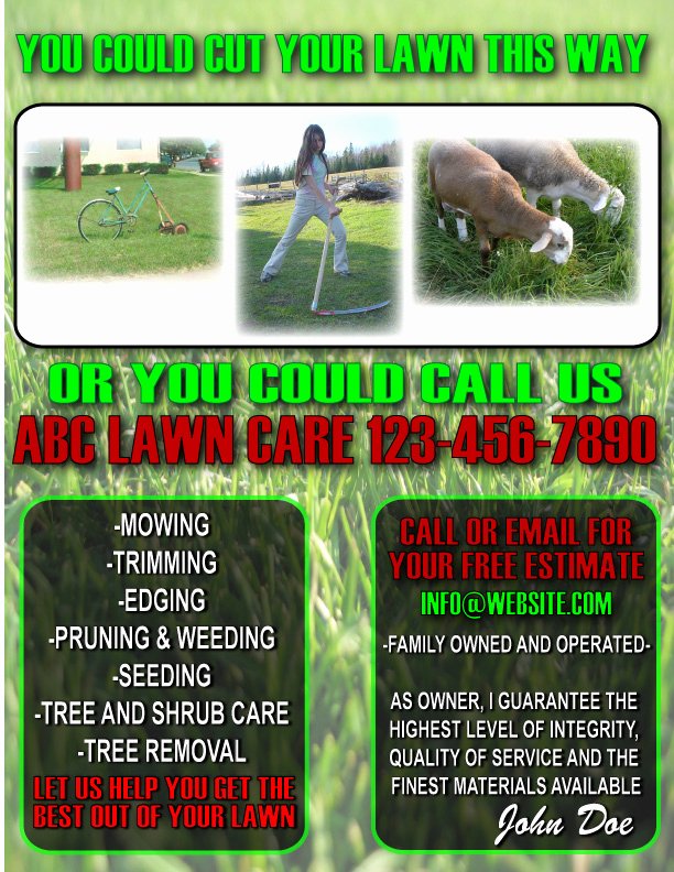 post lawn care flyers printable