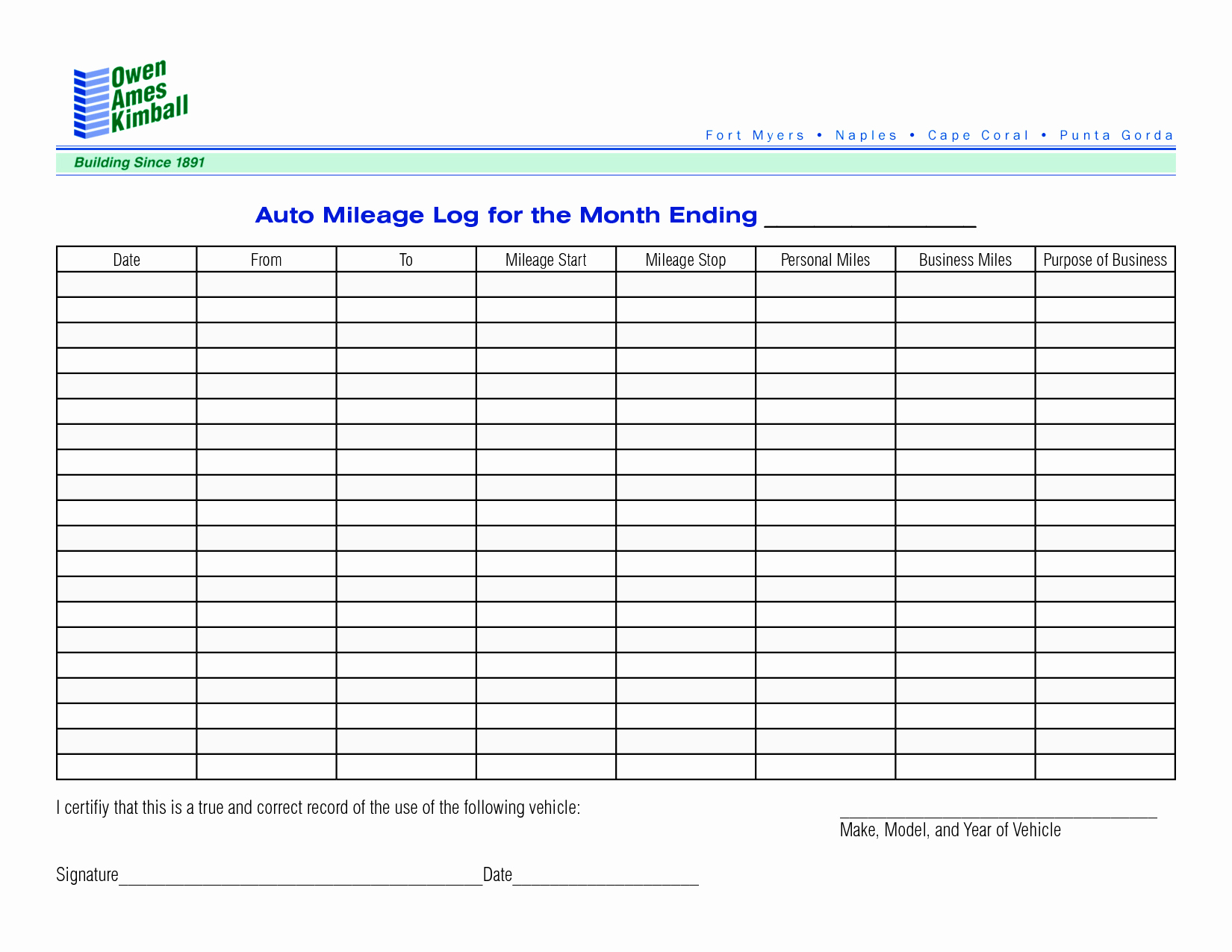 8 Best Of Monthly Mileage Log Template Printable