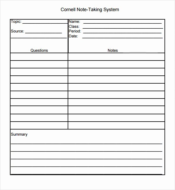 8 Best Of Note Template Pdf Printable Cornell