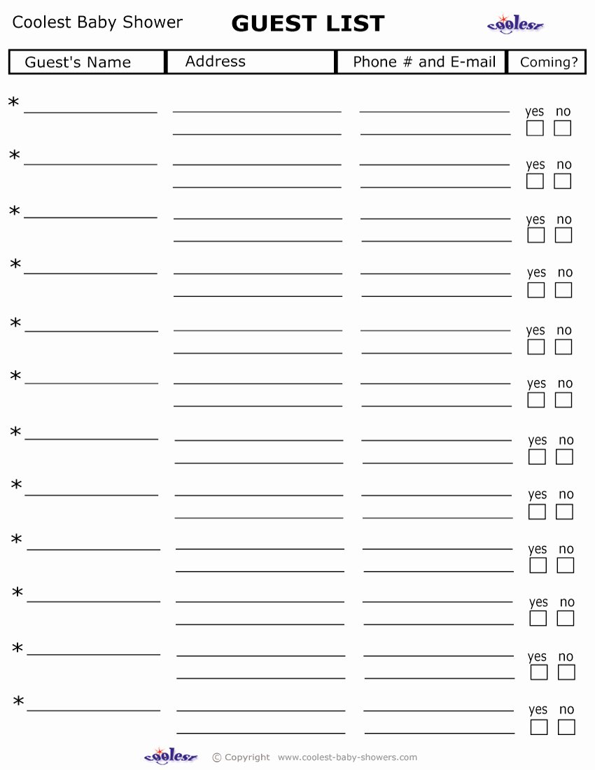 8 Best Of Printable Blank Guest List Baby Shower