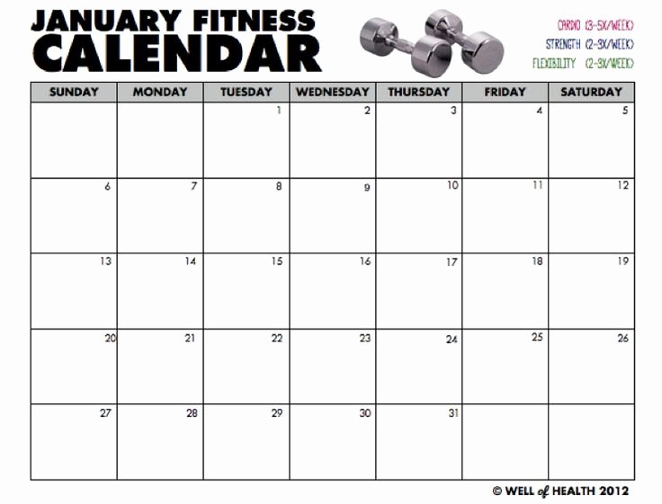 8 Best Of Printable Blank Workout Calendar Free