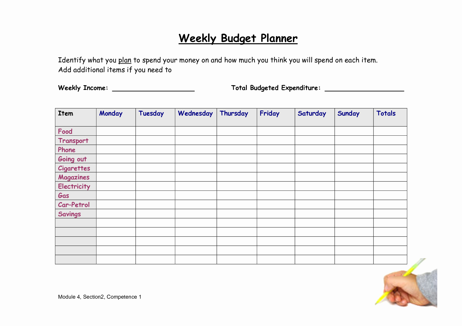 8 Best Of Weekly Bud Worksheet Free Printable