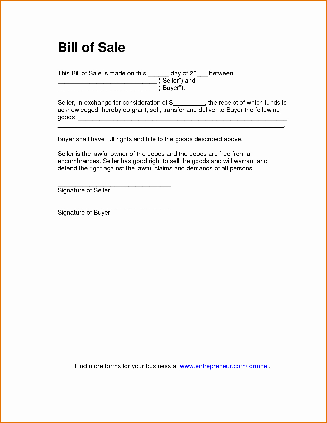 8 Bill Of Sale Template Pdfreference Letters Words