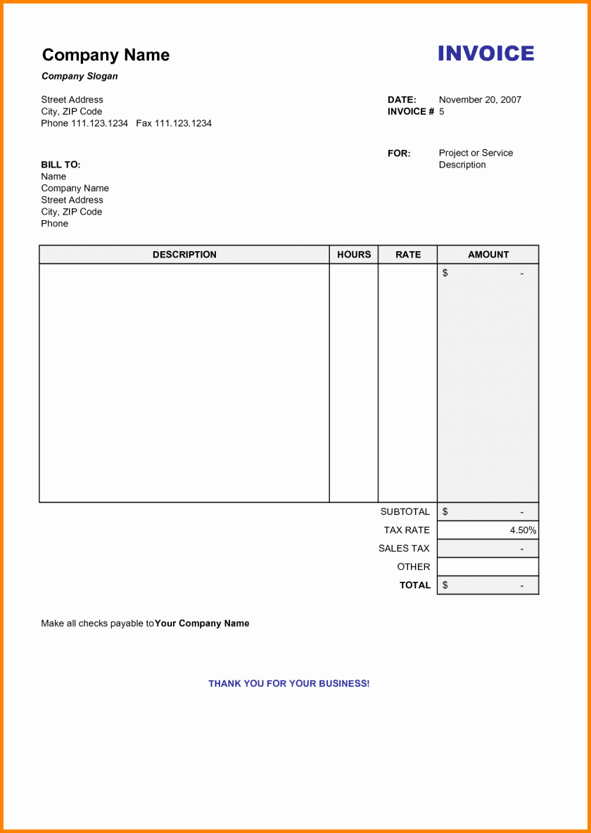 8 Billing Invoice Samples Blank