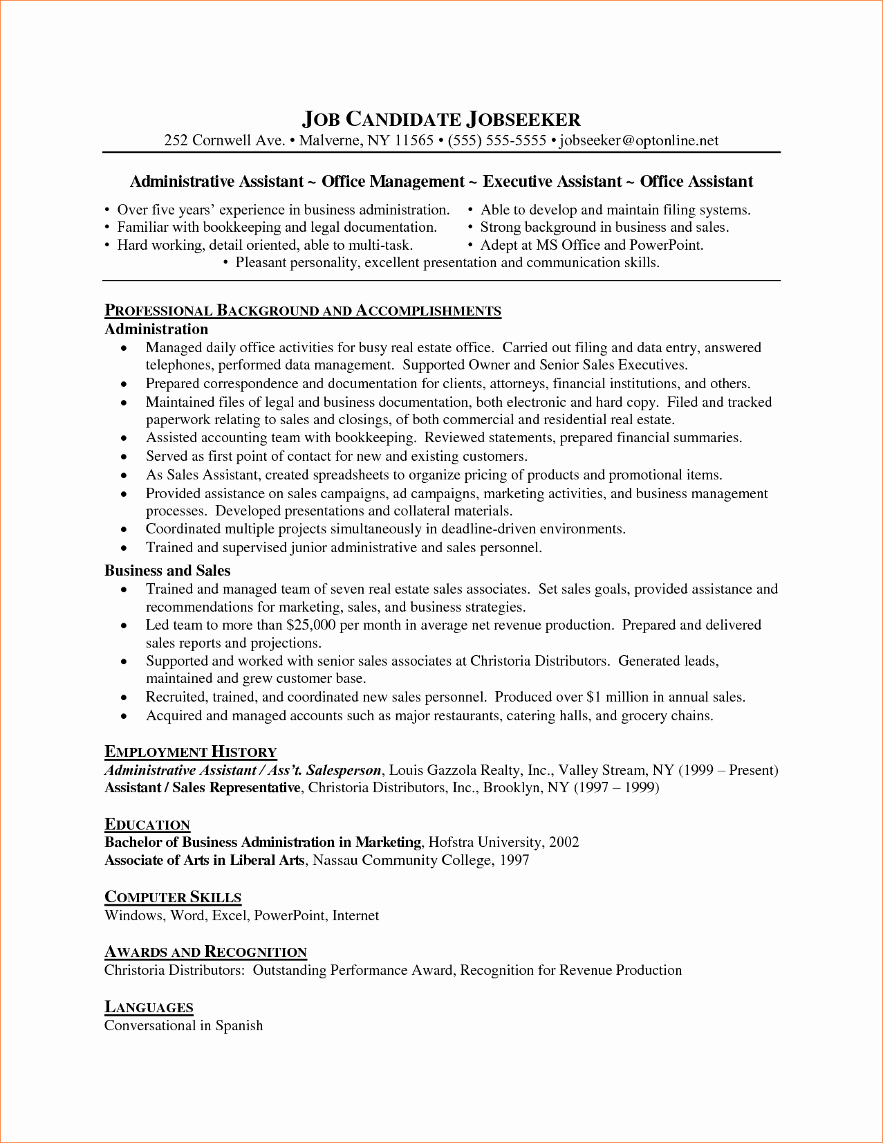 8 Business Administration Resumereport Template Document