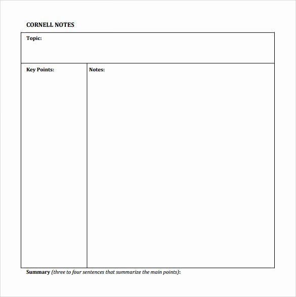 8 Cornell Notes Paper Templates