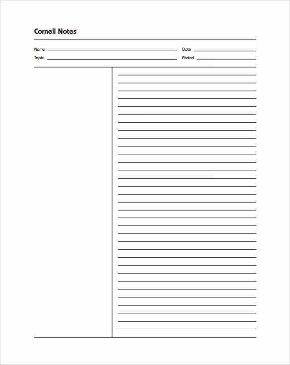 8 Cornell Notes Paper Templates