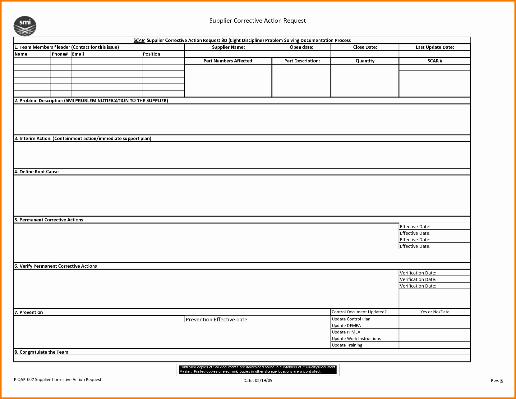 8 Corrective Action Report Template