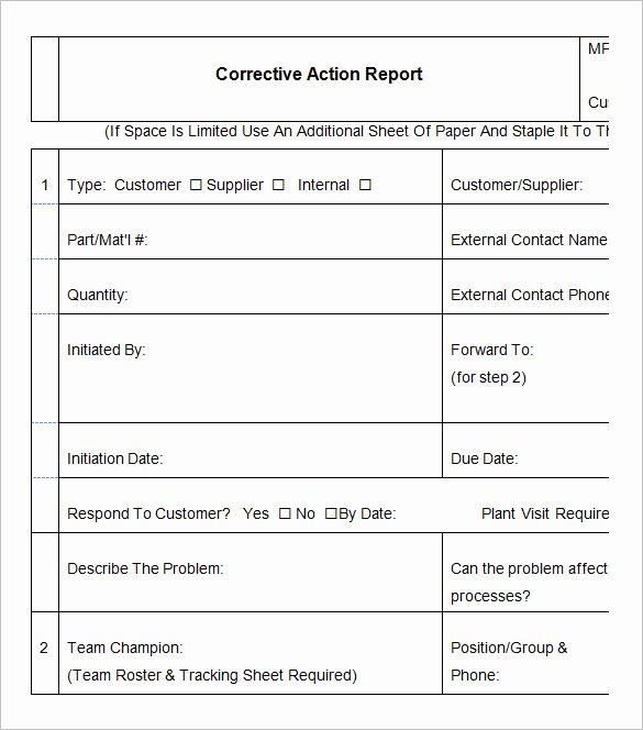 8 Corrective Action Report Templates – Free Word Pdf