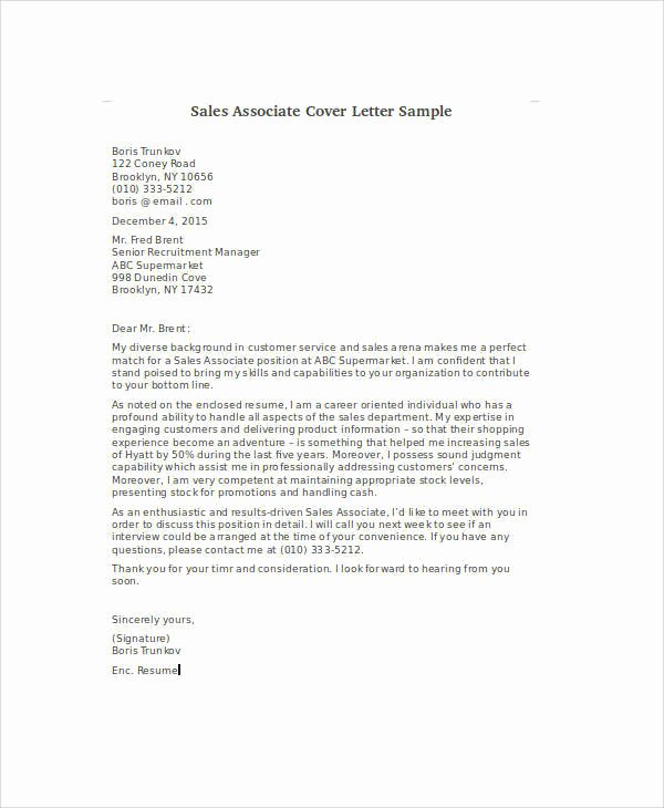 8 Cover Letter for Sales associate