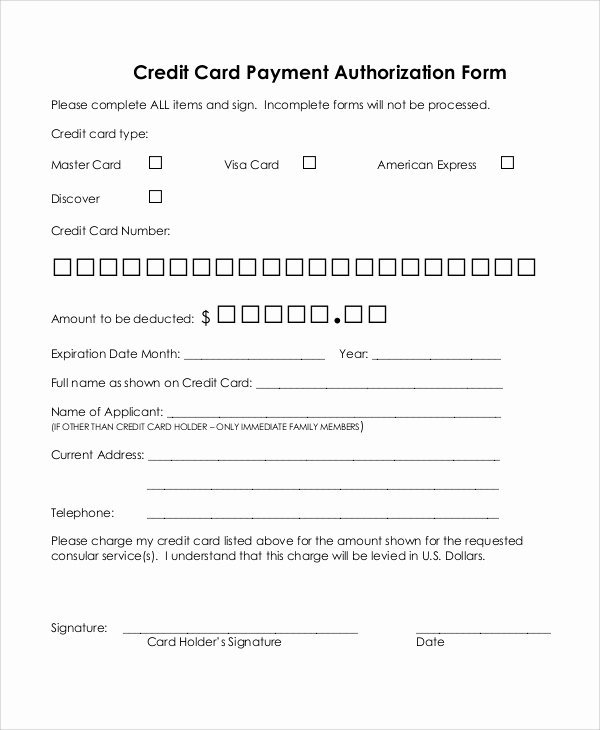 8 Credit Card Authorization form Samples