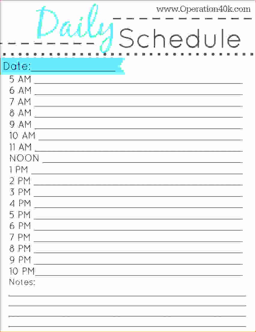 8 Daily Hourly Schedule