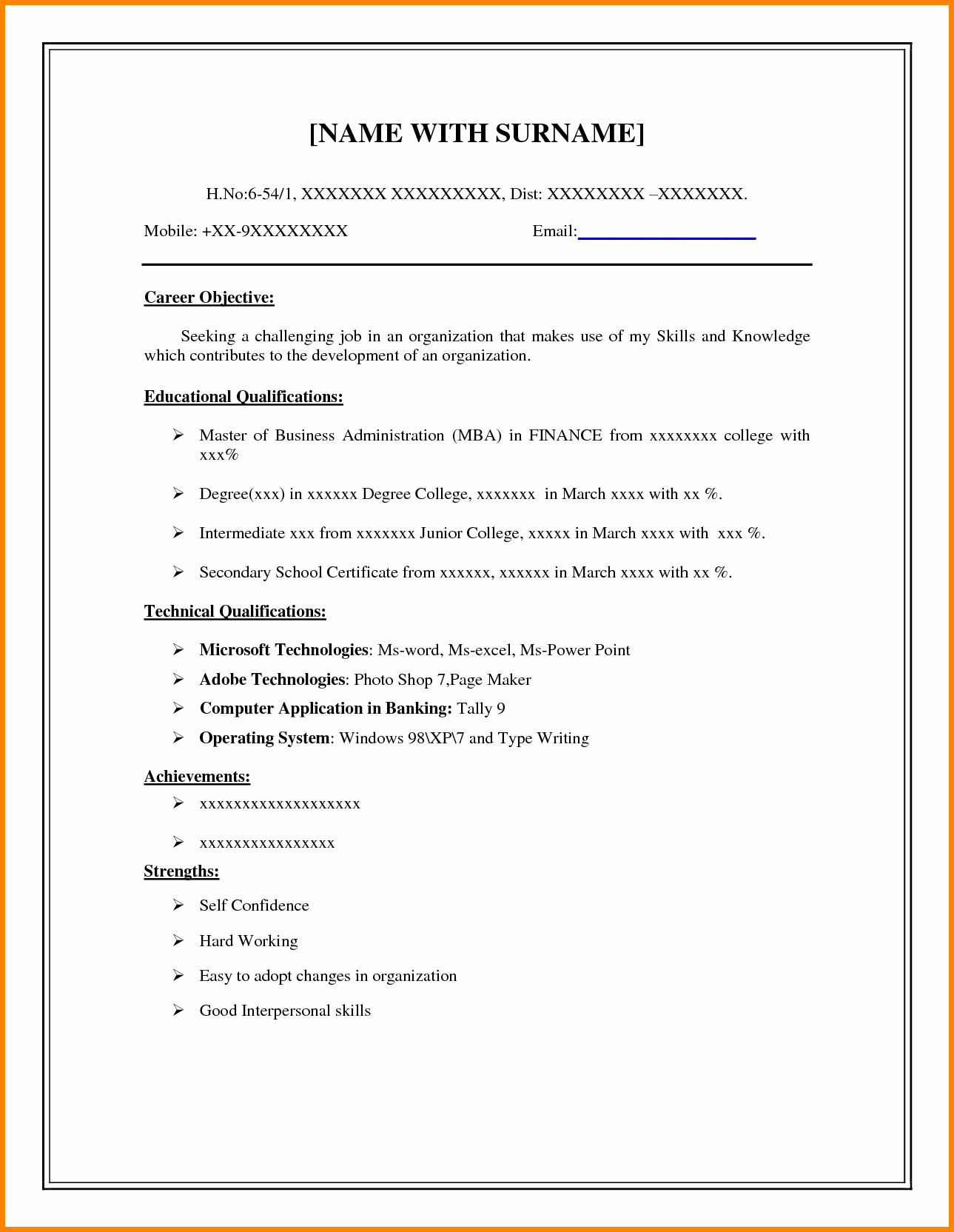 8 easy resume format sample