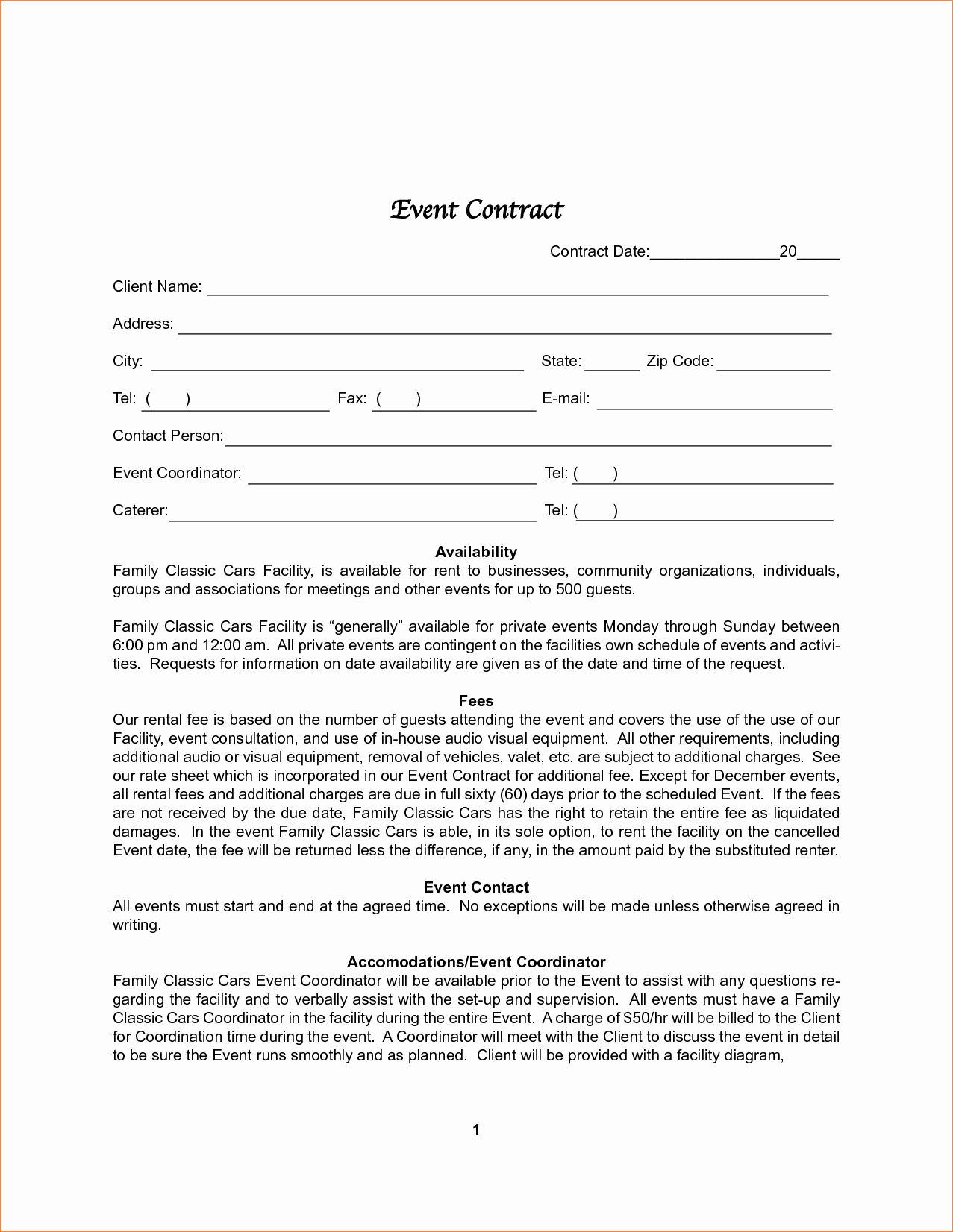 8 event Contract Templatereport Template Document