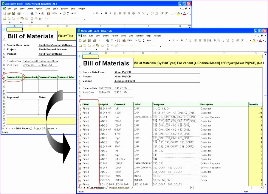 8 Excel Bill Materials Template Exceltemplates