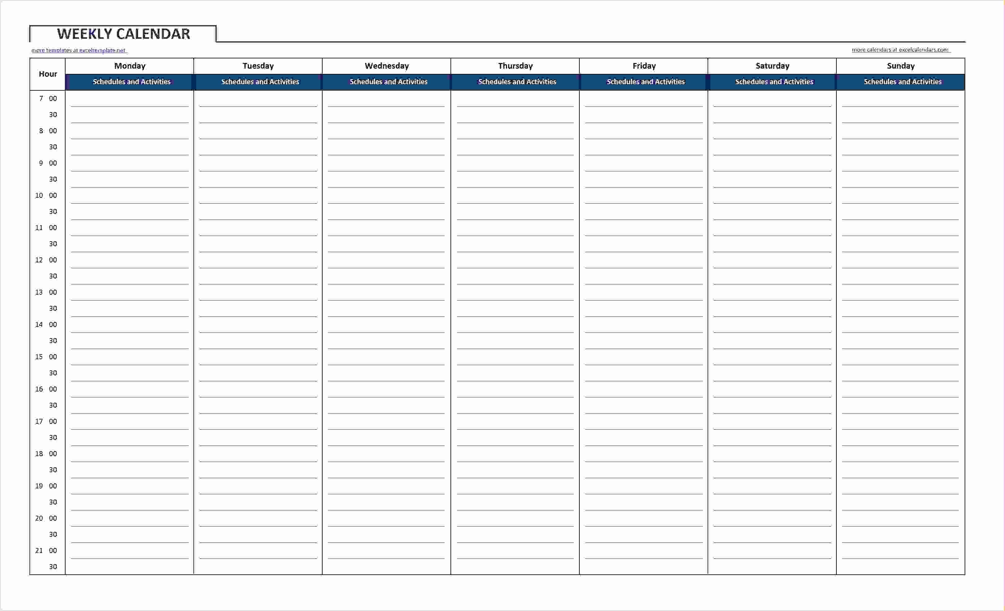8 Excel Weekly Calendar Template