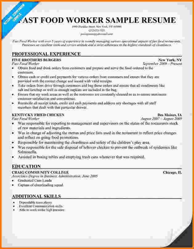 8 Fast Food Manager Resume