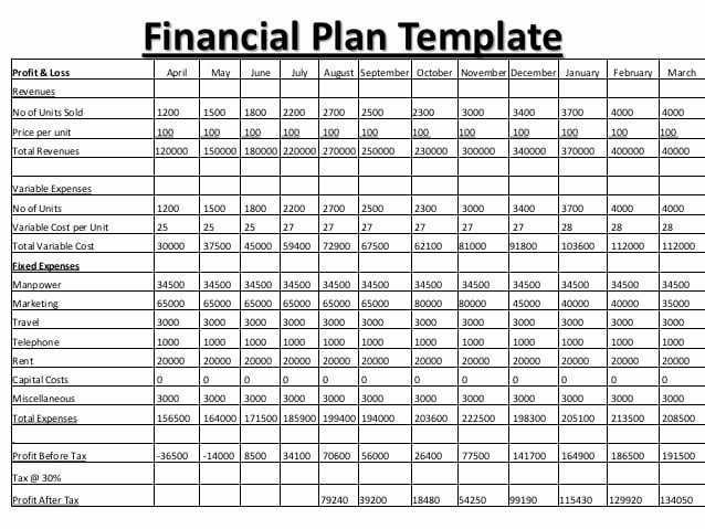 8 Financial Plan Templates Excel Excel Templates