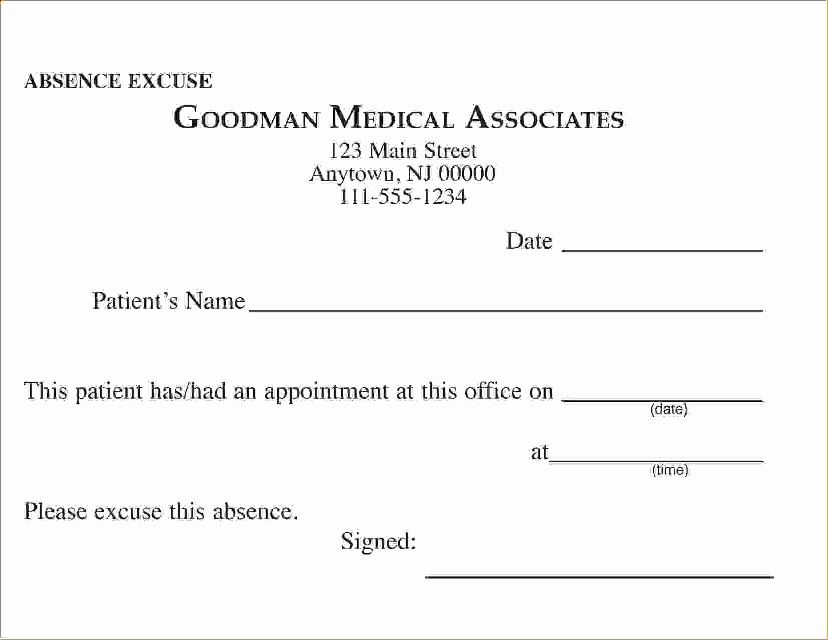 8 Free Printable Doctors Excuse for Workagenda Template