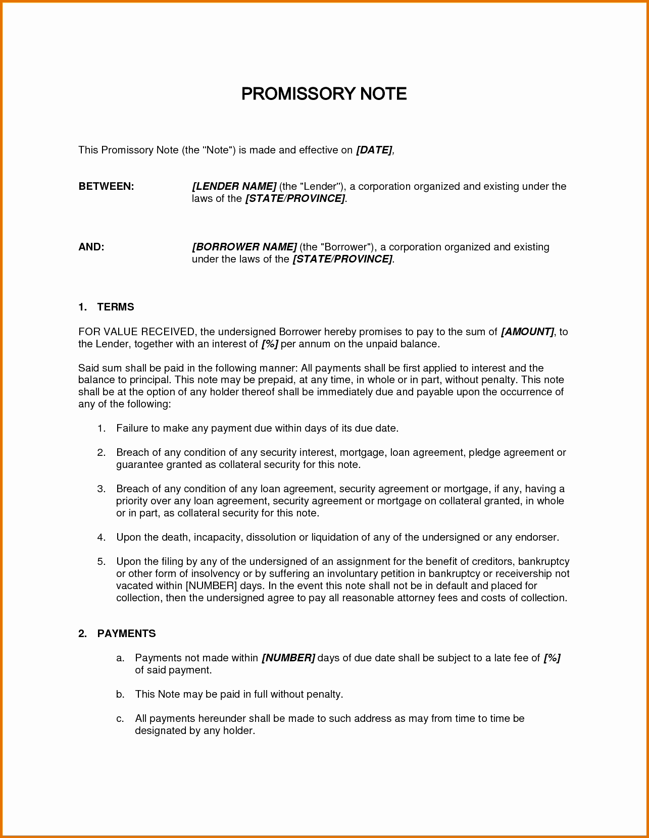 8 Free Promissory Note Template for Personal