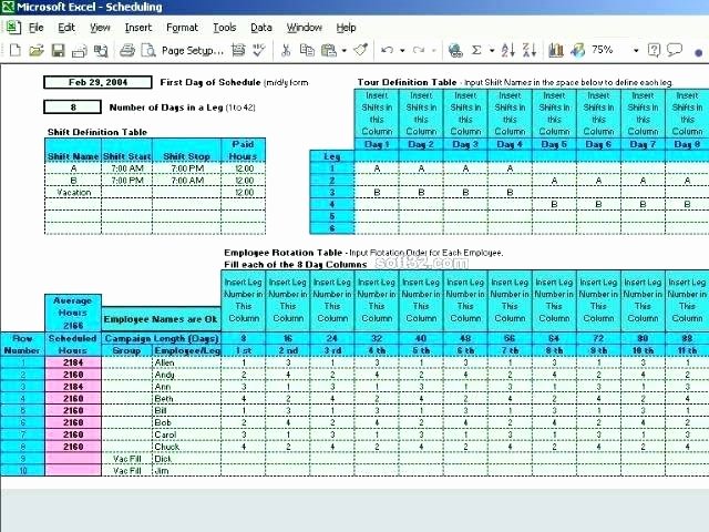 8 Hour Shift Schedule Examples Rotating Schedules Template