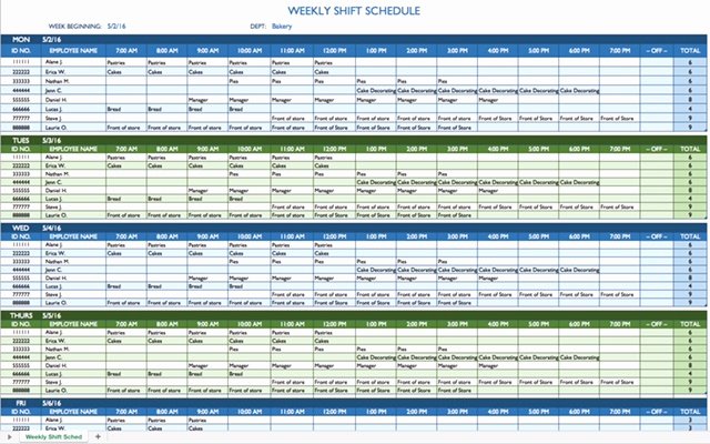 8 Hour Shift Schedule Template