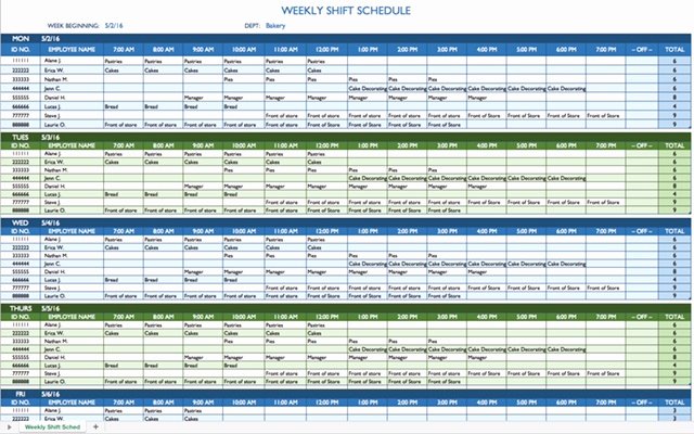 8 hour shift schedule template 1444