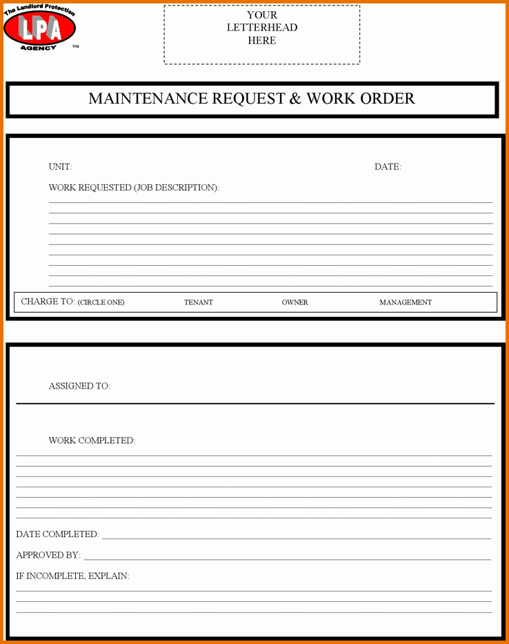 8 Maintenance Work order Templatereference Letters Words