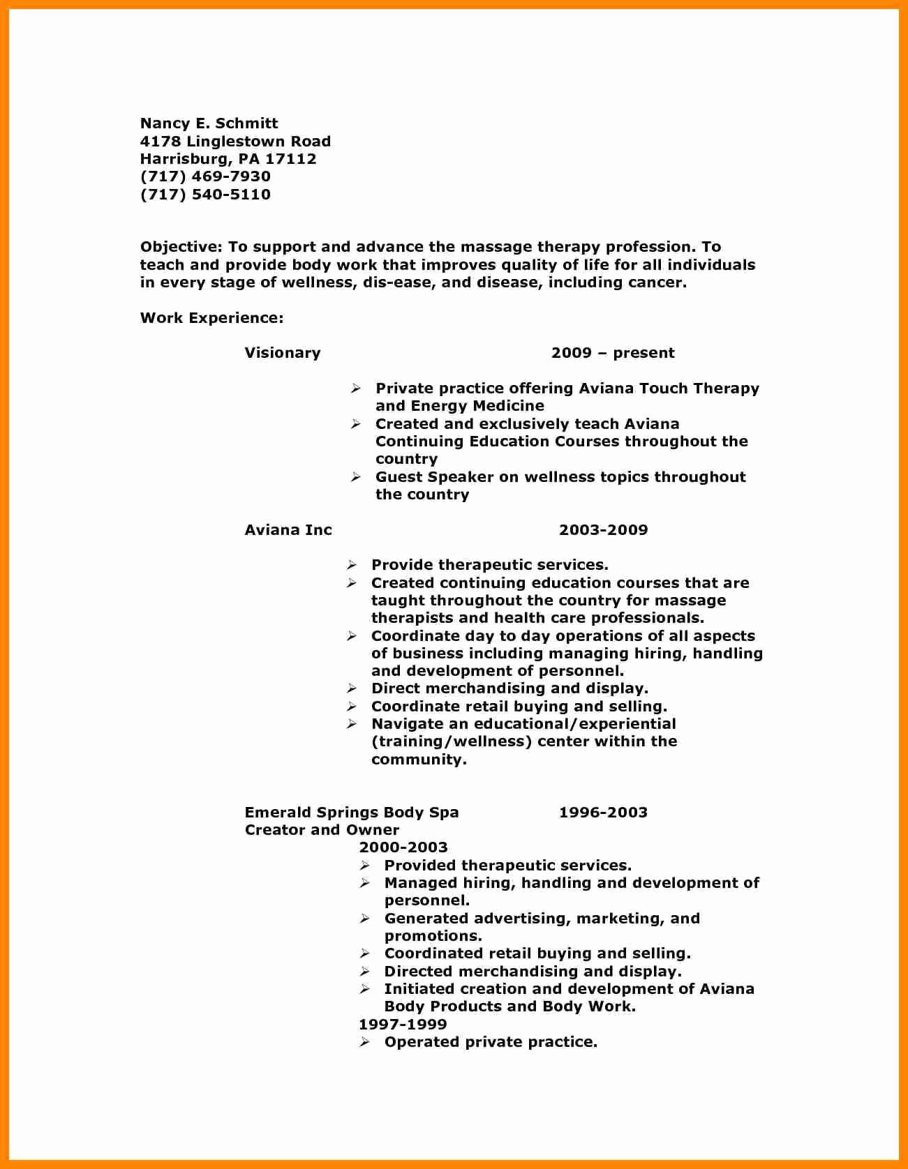 8 Massage therapy Resume Examples Massage therapist Resume