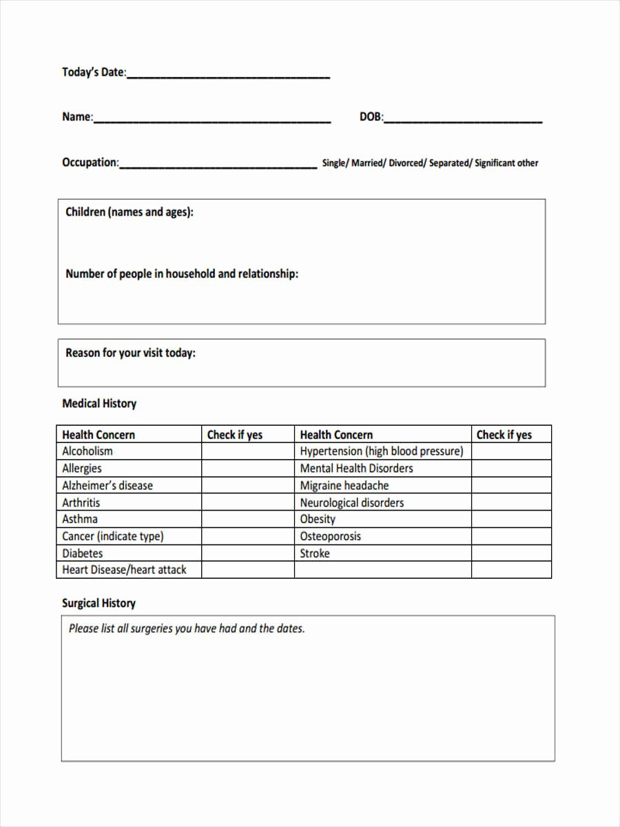 8 Medical Intake forms Free Sample Example format Download