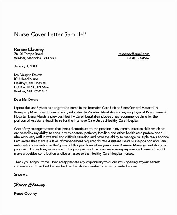 nursing cover letter examples