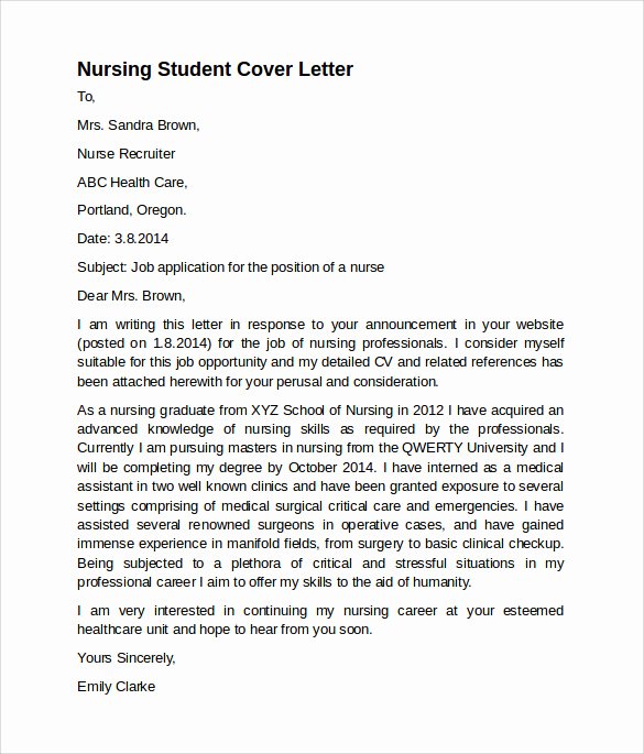 nursing cover letter template