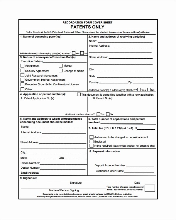8 Patent assignment forms