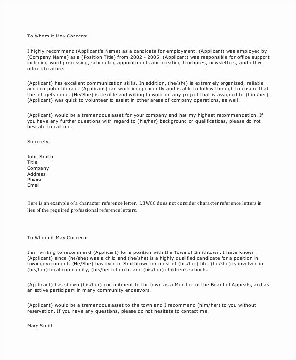8 Personal Reference Letter Templates Free Sample